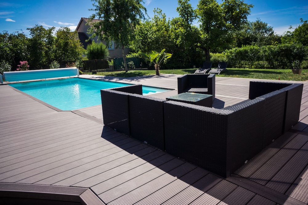 Beautiful composite deck with inground pool