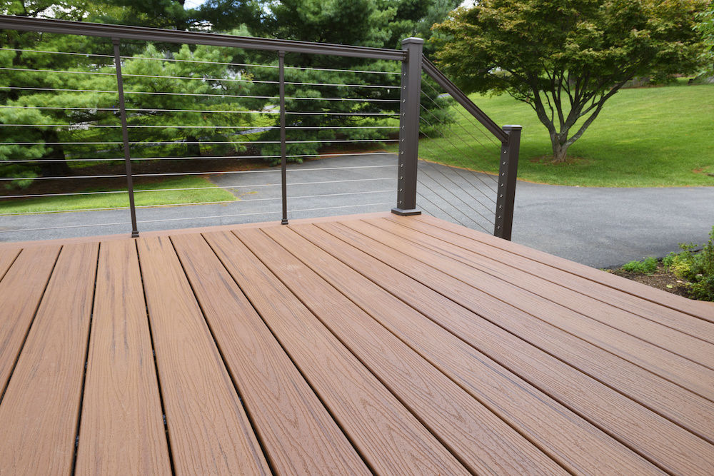 A Trex composite deck overlooking a river