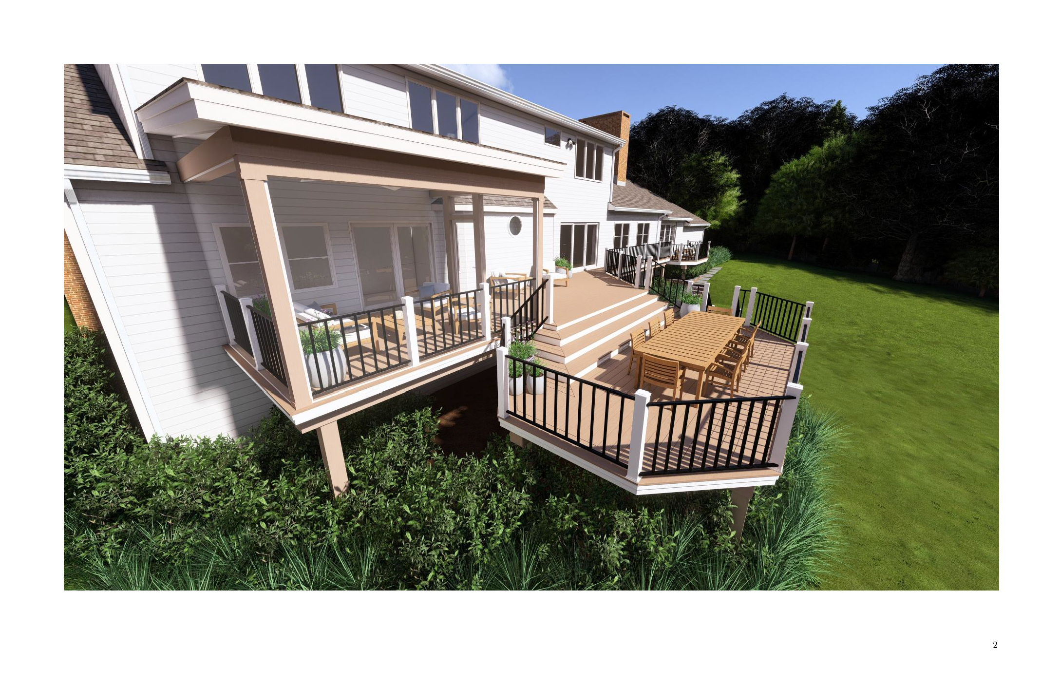 3D deck rendering with railing