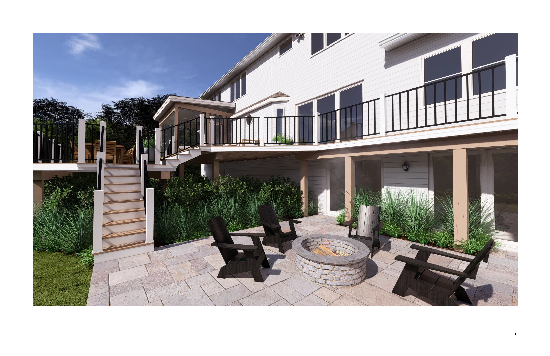 3D deck rendering with patio