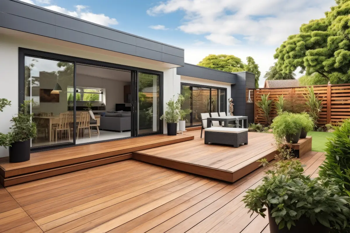 Beautiful deck & patio integrated with home's architecture