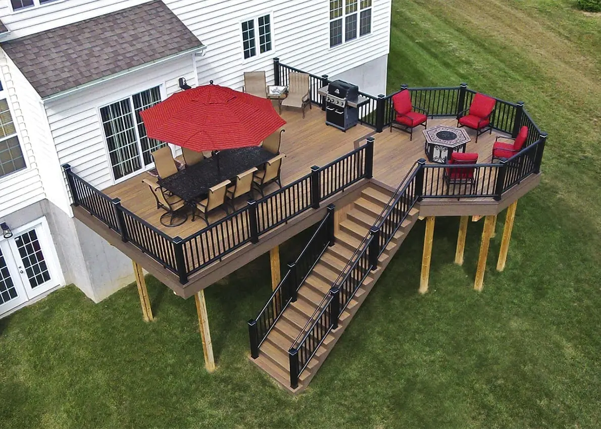 Wood deck with accessories - built by Decks by RTC