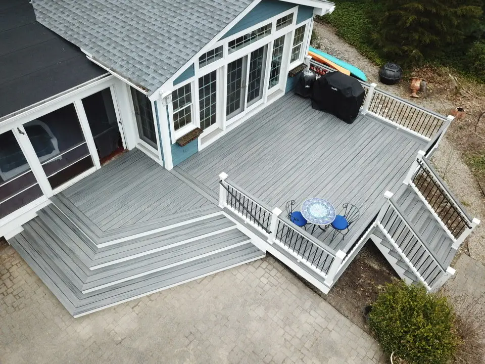 Corner View of Trex Island Mist Composite Deck