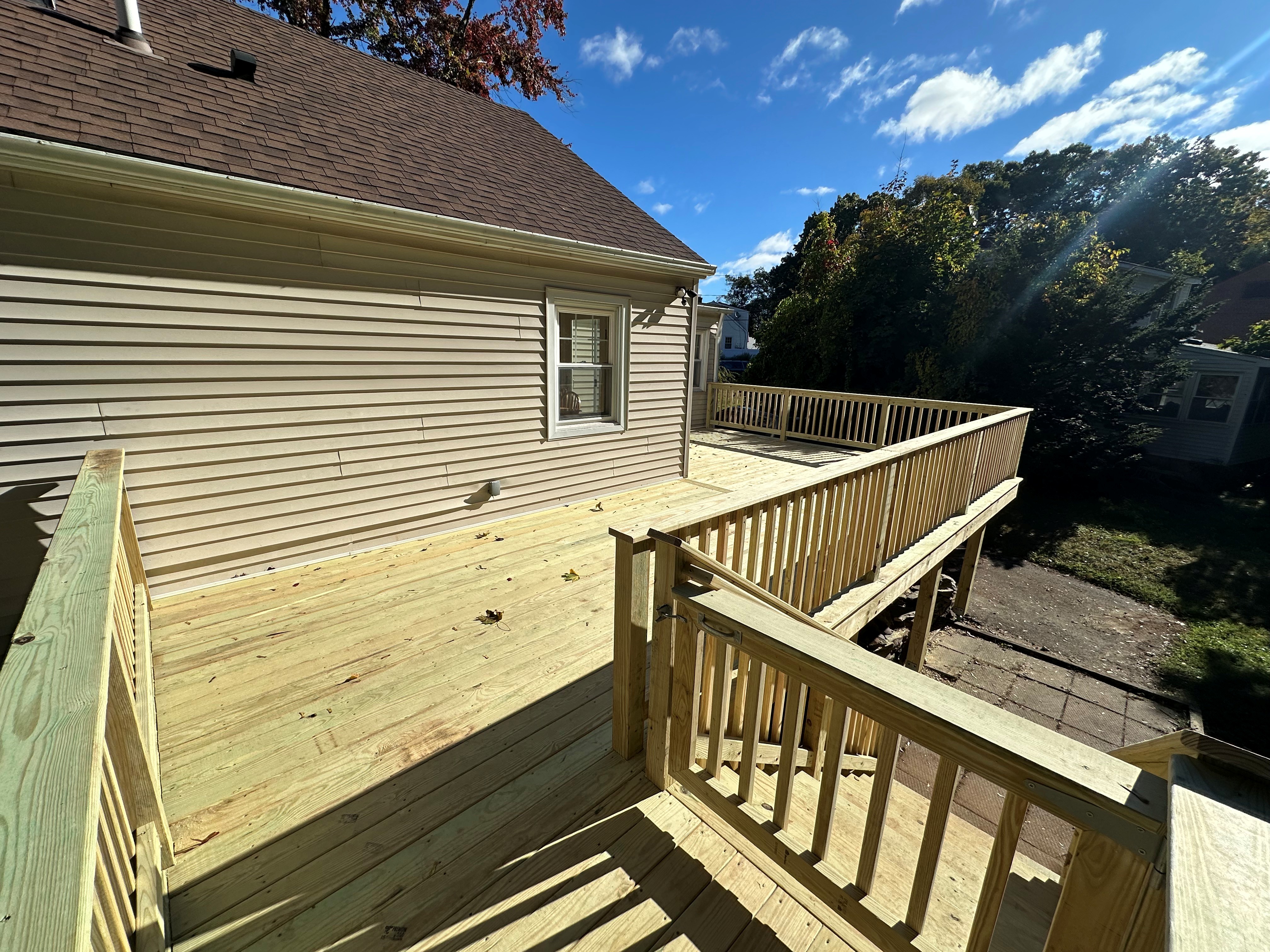 Pressure Treated Wood Deck and Railings in Cromwell, CT